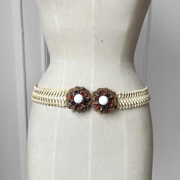 Stanley Hagler NYC Signed Vintage Jeweled Stretch Belt Filigree Clasp Rhinestone - Picture 5 of 10